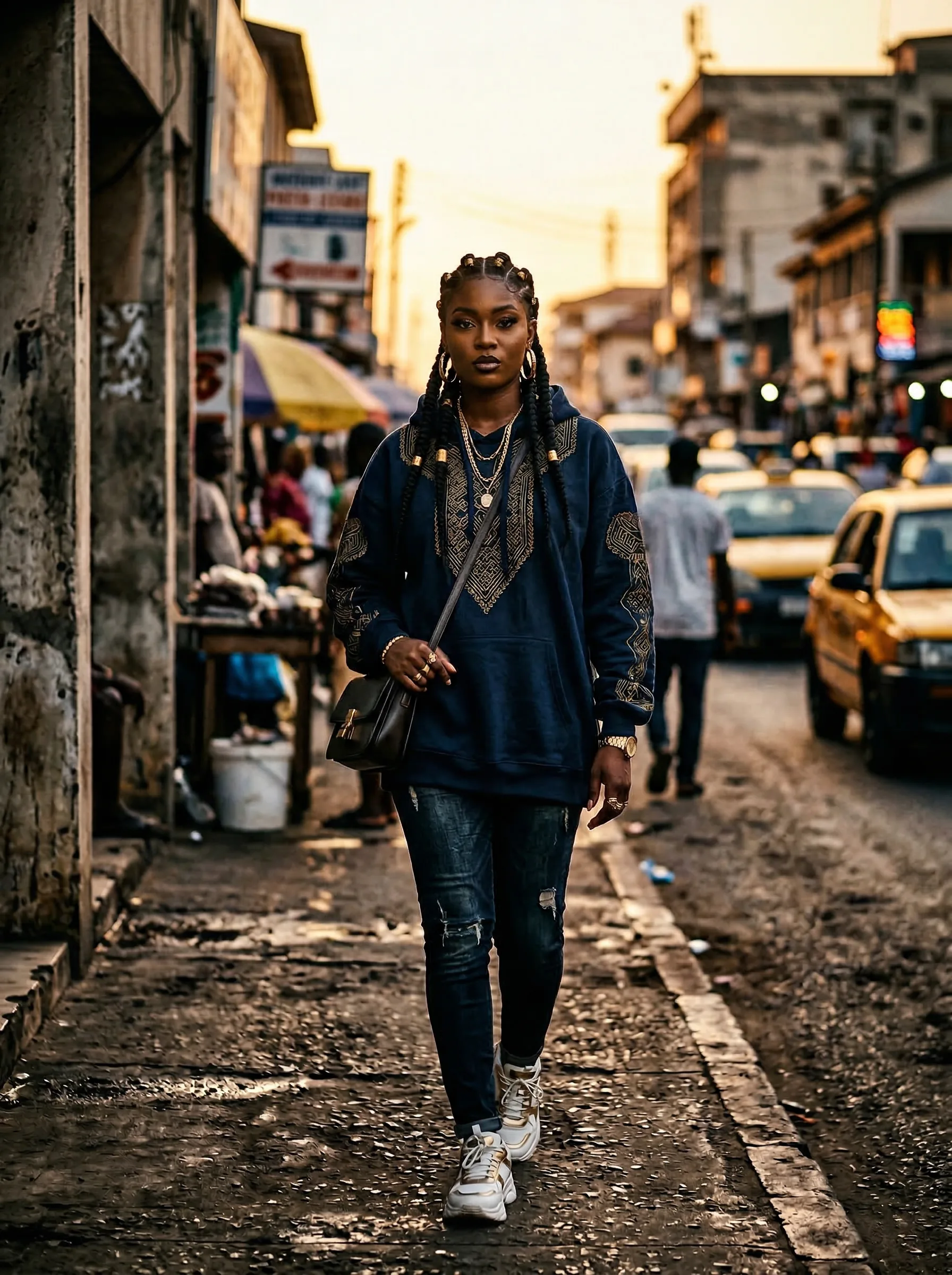 Street Luxe Hoodie — premium streetwear with African embroidery